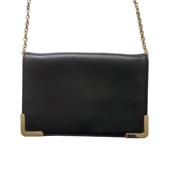 Halogen Black Leather Clutch Crossbody Bag/ Handbag - Picture 2 of 11